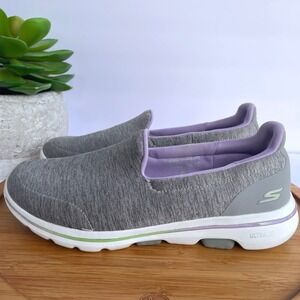 Skechers GOwalk 5 Gray Purple Comfort Sneaker Women's 7.5 Sporty Slip On Trainer